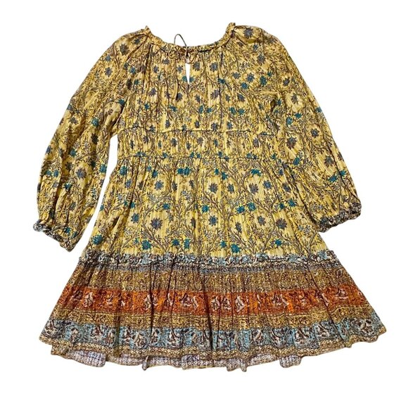 ULLA JOHNSON Val Gathered Printed Cotton-blend Mini Dress In Yellow, NWT - Picture 7 of 16